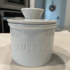 White Ceramic Butter Dish, butter bell